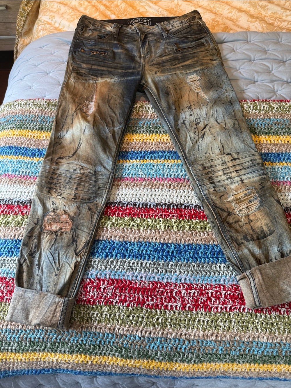 Robins DistressedJeans - Washed Black/Brown Look